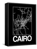 Black Map of Cairo-NaxArt-Framed Stretched Canvas