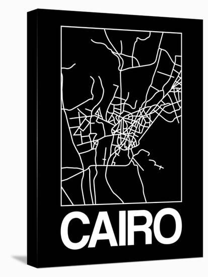 Black Map of Cairo-NaxArt-Stretched Canvas