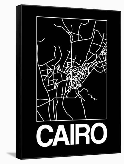 Black Map of Cairo-NaxArt-Framed Stretched Canvas