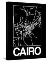 Black Map of Cairo-NaxArt-Stretched Canvas