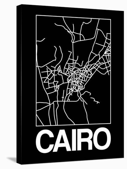 Black Map of Cairo-NaxArt-Stretched Canvas