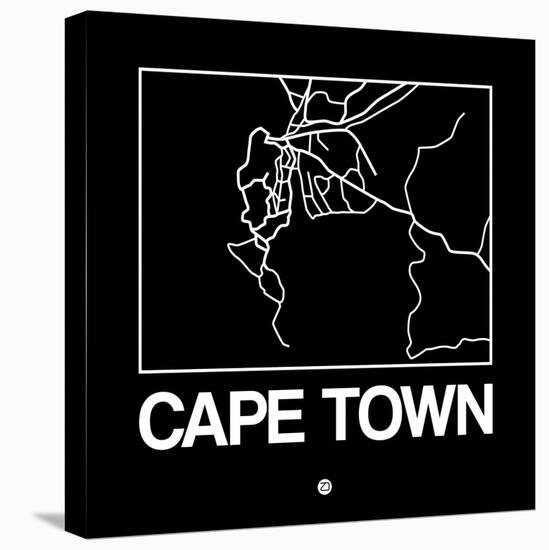 Black Map of Cape Town-NaxArt-Stretched Canvas