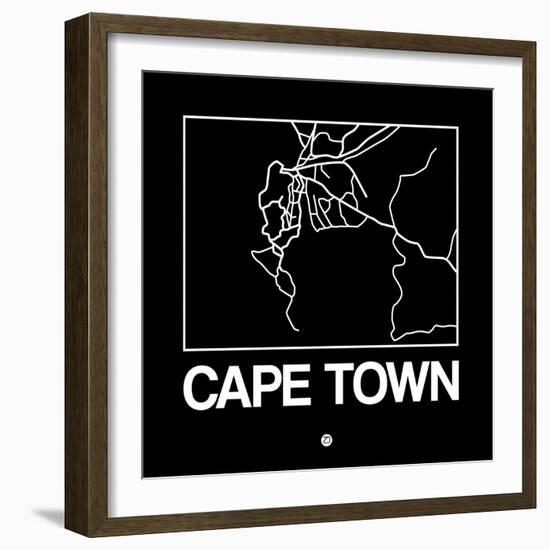 Black Map of Cape Town-NaxArt-Framed Art Print