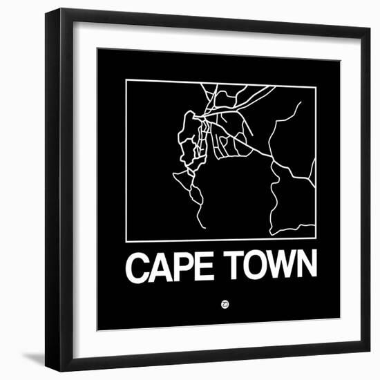 Black Map of Cape Town-NaxArt-Framed Art Print