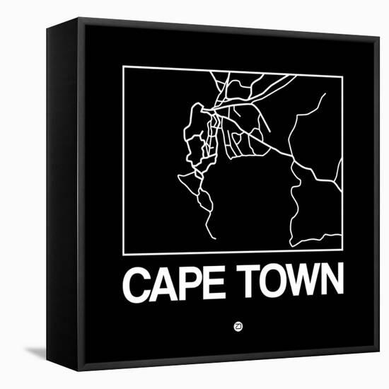 Black Map of Cape Town-NaxArt-Framed Stretched Canvas