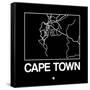 Black Map of Cape Town-NaxArt-Framed Stretched Canvas