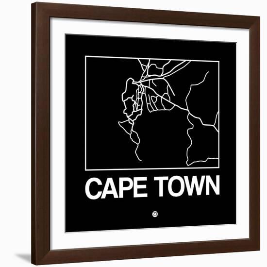 Black Map of Cape Town-NaxArt-Framed Art Print