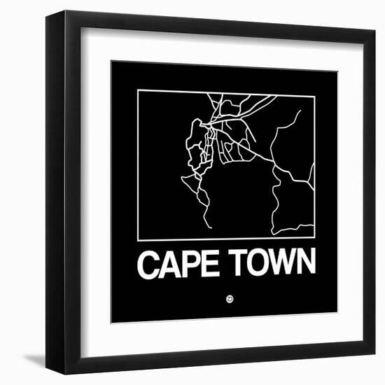 Black Map of Cape Town-NaxArt-Framed Art Print