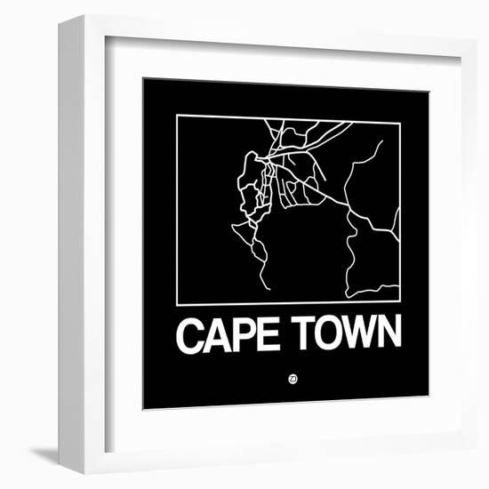 Black Map of Cape Town-NaxArt-Framed Art Print