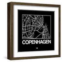 Black Map of Copenhagen-NaxArt-Framed Art Print