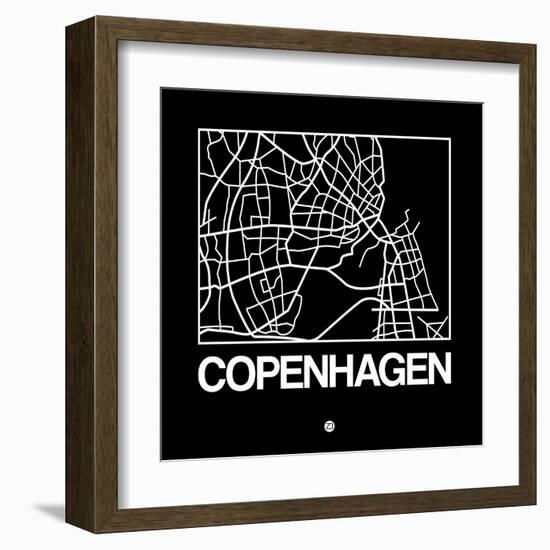 Black Map of Copenhagen-NaxArt-Framed Art Print