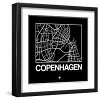 Black Map of Copenhagen-NaxArt-Framed Art Print