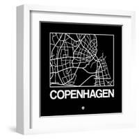 Black Map of Copenhagen-NaxArt-Framed Art Print