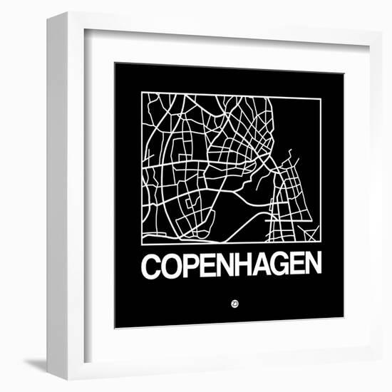 Black Map of Copenhagen-NaxArt-Framed Art Print