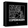 Black Map of Copenhagen-NaxArt-Framed Stretched Canvas