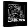 Black Map of Copenhagen-NaxArt-Framed Stretched Canvas