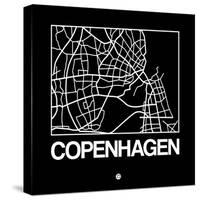 Black Map of Copenhagen-NaxArt-Stretched Canvas