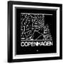 Black Map of Copenhagen-NaxArt-Framed Art Print