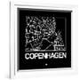 Black Map of Copenhagen-NaxArt-Framed Art Print