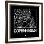 Black Map of Copenhagen-NaxArt-Framed Art Print