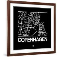 Black Map of Copenhagen-NaxArt-Framed Art Print