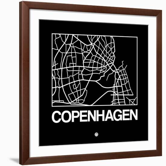 Black Map of Copenhagen-NaxArt-Framed Art Print