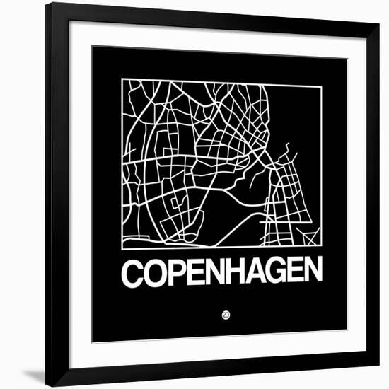 Black Map of Copenhagen-NaxArt-Framed Art Print