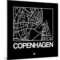 Black Map of Copenhagen-NaxArt-Mounted Art Print