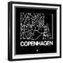 Black Map of Copenhagen-NaxArt-Framed Premium Giclee Print