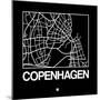 Black Map of Copenhagen-NaxArt-Mounted Premium Giclee Print