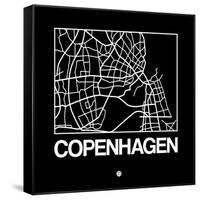 Black Map of Copenhagen-NaxArt-Framed Stretched Canvas