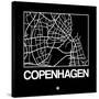 Black Map of Copenhagen-NaxArt-Stretched Canvas
