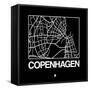 Black Map of Copenhagen-NaxArt-Framed Stretched Canvas