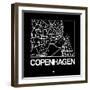 Black Map of Copenhagen-NaxArt-Framed Art Print