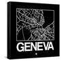 Black Map of Geneva-NaxArt-Framed Stretched Canvas
