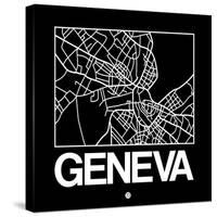 Black Map of Geneva-NaxArt-Stretched Canvas