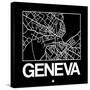 Black Map of Geneva-NaxArt-Stretched Canvas