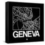 Black Map of Geneva-NaxArt-Framed Stretched Canvas