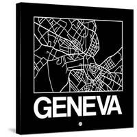 Black Map of Geneva-NaxArt-Stretched Canvas