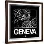 Black Map of Geneva-NaxArt-Framed Art Print