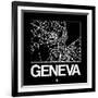 Black Map of Geneva-NaxArt-Framed Art Print