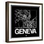 Black Map of Geneva-NaxArt-Framed Art Print