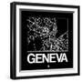 Black Map of Geneva-NaxArt-Framed Art Print