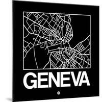 Black Map of Geneva-NaxArt-Mounted Art Print