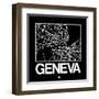 Black Map of Geneva-NaxArt-Framed Art Print