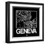 Black Map of Geneva-NaxArt-Framed Art Print