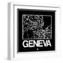 Black Map of Geneva-NaxArt-Framed Art Print