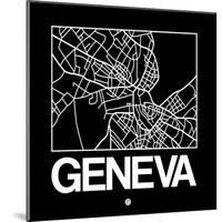 Black Map of Geneva-NaxArt-Mounted Art Print