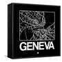 Black Map of Geneva-NaxArt-Framed Stretched Canvas