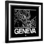 Black Map of Geneva-NaxArt-Framed Art Print